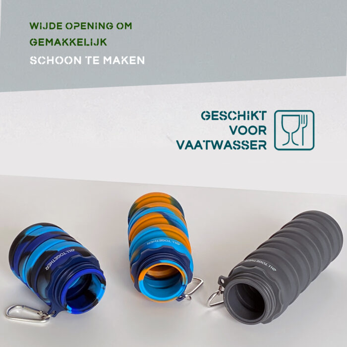 All Together Bidon - Waterfles - Blue & Black + Orange & Blue + Dark Gray